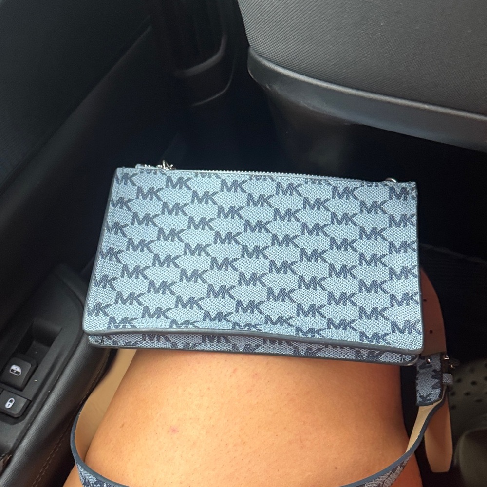 Michael Kors Denim Blue Monogram Clutch